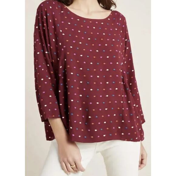 Anthropologie Maeve Multicolored‎ Dottie Embroidered Blouse Size XS - Picture 3 of 10